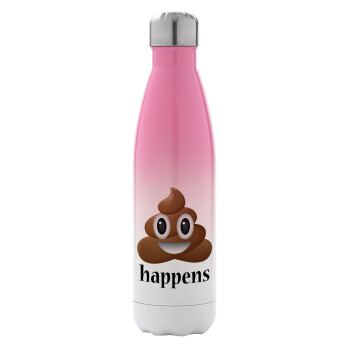 Shit Happens, Metal mug thermos Pink/White (Stainless steel), double wall, 500ml