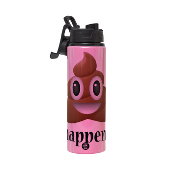 Shit Happens, Metallic water bottle with safety lid, 850ml aluminum