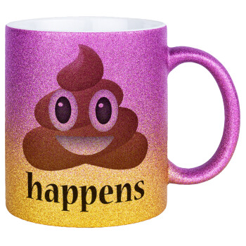 Shit Happens, Κούπα Χρυσή/Ροζ Glitter, κεραμική, 330ml