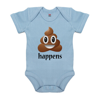 Shit Happens, Βρεφικό φορμάκι μωρού, 0-18 μηνών, Μπλε, 100% Organic Cotton, κοντομάνικο