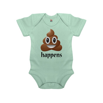 Shit Happens, Βρεφικό φορμάκι μωρού, 0-18 μηνών, mint (Μέντα), 100% Organic Cotton, κοντομάνικο