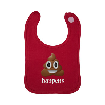 Shit Happens, Σαλιάρα με Σκρατς Κόκκινη 100% Organic Cotton (0-18 months)