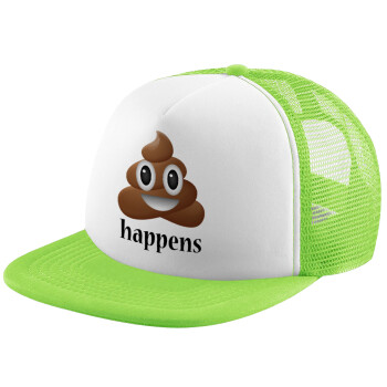 Shit Happens, Καπέλο Soft Trucker με Δίχτυ Πράσινο/Λευκό