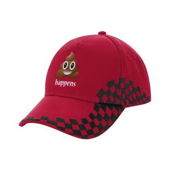Shit Happens, Adult Cap RACING Ultimate Red/Black, (100% COTTON DRILL, ADULT, UNISEX, ONE SIZE ADULT)