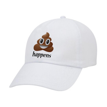 Shit Happens, Καπέλο Baseball Λευκό (5-φύλλο, unisex)