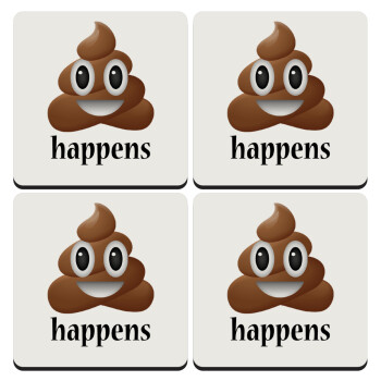 Shit Happens, ΣΕΤ 4 Σουβέρ ξύλινα τετράγωνα (9cm)