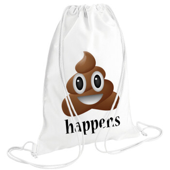 Shit Happens, Backpack pouch GYMBAG white (28x40cm)