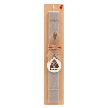 Shit Happens, Easter Set, wooden keychain & scented Easter candle flat (30cm) (GRAY)