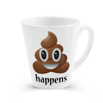 Shit Happens, Κούπα κωνική Latte Λευκή, κεραμική, 300ml