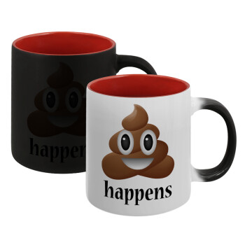 Shit Happens, Κούπα Μαγική εσωτερικό κόκκινο, κεραμική, 330ml που αλλάζει χρώμα με το ζεστό ρόφημα