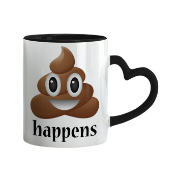 Shit Happens, Κούπα καρδιά χερούλι μαύρη, κεραμική, 330ml