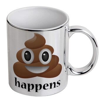 Shit Happens, Mug ceramic, silver mirror, 330ml