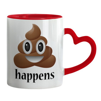 Shit Happens, Mug heart red handle, ceramic, 330ml