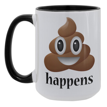 Shit Happens, Κούπα Mega 15oz, κεραμική Μαύρη, 450ml