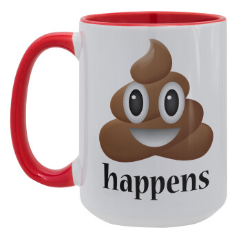 Shit Happens, Κούπα Mega 15oz, κεραμική Κόκκινη, 450ml