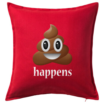 Shit Happens, Sofa cushion RED 50x50cm includes filling