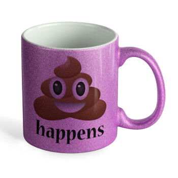 Shit Happens, Κούπα Μωβ Glitter που γυαλίζει, κεραμική, 330ml