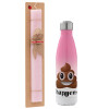 Easter Set, Metallic pink/white (Stainless steel) thermos, double-walled, 500ml & aromatic flat Easter candle (30cm) (PINK)