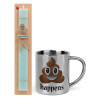 Easter Set, metallic thermal cup (300ml) & aromatic flat Easter candle (30cm) (TURQUOISE)