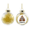 Transparent Christmas tree ball ornament with gold filling 8cm