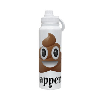 Shit Happens, 1L Stainless Steel Thermal Bottle with Phone Holder & Double Wall Insulation