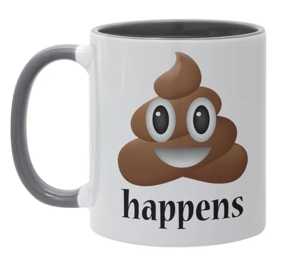 Shit Happens — Κούπα χρωματιστή γκρι, κεραμική, 330ml
