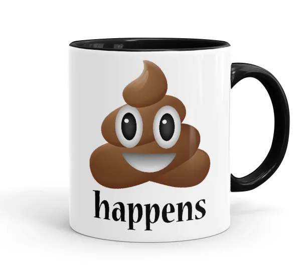 Shit Happens — Κούπα χρωματιστή μαύρη, κεραμική, 330ml