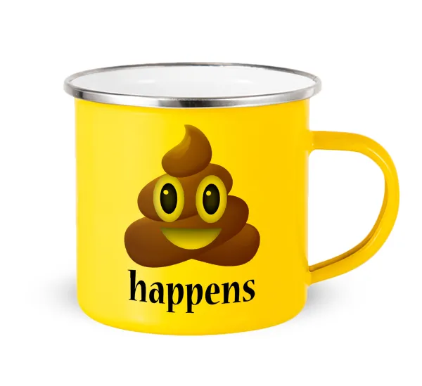 Shit Happens — Yellow Enamel Metallic Cup 360ml