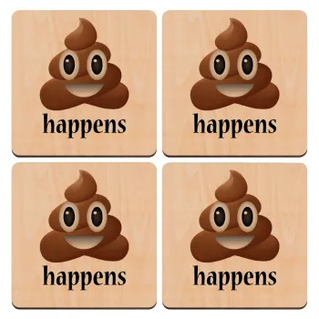 Shit Happens, ΣΕΤ x4 Σουβέρ ξύλινα τετράγωνα plywood (9cm)