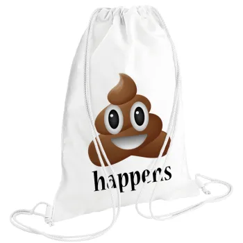 Shit Happens, Τσάντα πλάτης πουγκί GYMBAG λευκή (28x40cm)