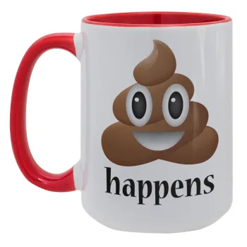 Shit Happens, Κούπα Mega 15oz, κεραμική Κόκκινη, 450ml