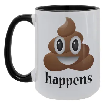 Shit Happens, Κούπα Mega 15oz, κεραμική Μαύρη, 450ml