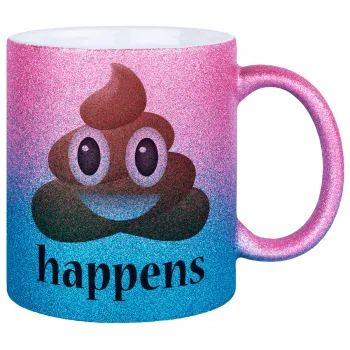 Shit Happens, Κούπα Χρυσή/Μπλε Glitter, κεραμική, 330ml