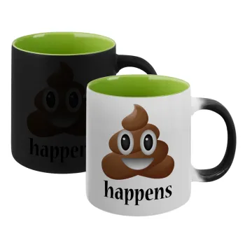 Shit Happens, Κούπα Μαγική εσωτερικό πράσινο, κεραμική 330ml που αλλάζει χρώμα με το ζεστό ρόφημα
