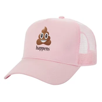 Shit Happens, Καπέλο Ενηλίκων Structured Trucker, με Δίχτυ, ΡΟΖ (100% ΒΑΜΒΑΚΕΡΟ, ΕΝΗΛΙΚΩΝ, UNISEX, ONE SIZE)