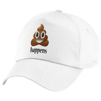 Shit Happens, Καπέλο παιδικό Baseball, 100% Βαμβακερό Twill, Λευκό (ΒΑΜΒΑΚΕΡΟ, ΠΑΙΔΙΚΟ, UNISEX, ONE SIZE)