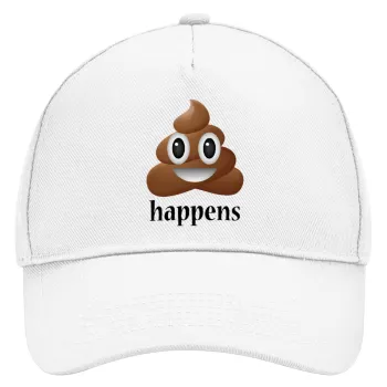 Shit Happens, Καπέλο Ενηλίκων Baseball, Drill, Λευκό (100% ΒΑΜΒΑΚΕΡΟ, ΕΝΗΛΙΚΩΝ, UNISEX, ONE SIZE)