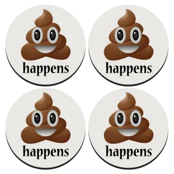 Shit Happens, ΣΕΤ 4 Σουβέρ ξύλινα στρογγυλά (9cm)