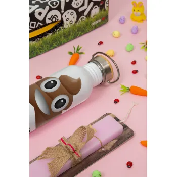 Shit Happens, Πασχαλινή Λαμπάδα με παγούρι μεταλλικό (620ml, stainless steel) & κερί αρωματικό πλακέ (30cm) (ΡΟΖ)