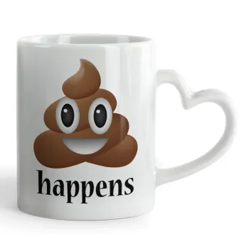 Shit Happens, Κούπα καρδιά χερούλι λευκή, κεραμική, 330ml