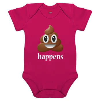 Shit Happens, Βρεφικό φορμάκι μωρού, 0-18 μηνών, ΡΟΖ, 100% Organic Cotton, κοντομάνικο