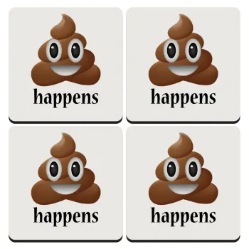 Shit Happens, ΣΕΤ 4 Σουβέρ ξύλινα τετράγωνα (9cm)