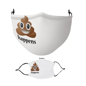 Shit Happens, Μάσκα υφασμάτινη Ενηλίκων πολλαπλών στρώσεων με υποδοχή φίλτρου
