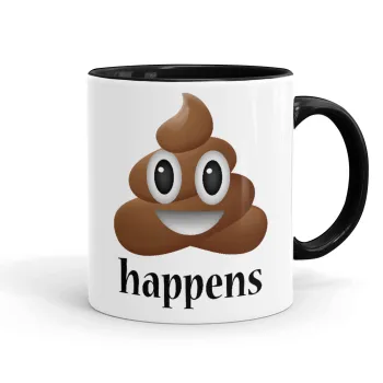 Shit Happens, Κούπα χρωματιστή μαύρη, κεραμική, 330ml