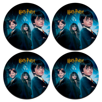 Harry potter and the philosopher's stone, SET of 4 round wooden coasters (9cm)