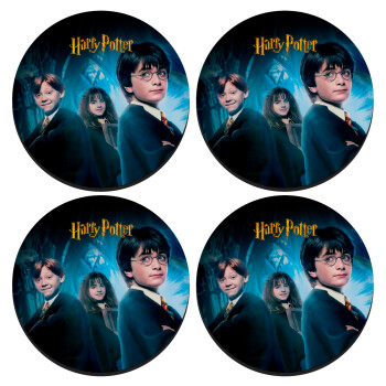 Harry potter and the philosopher's stone, ΣΕΤ 4 Σουβέρ ξύλινα στρογγυλά (9cm)