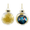 Transparent Christmas tree ball ornament with gold filling 8cm