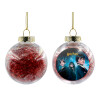 Transparent Christmas tree ball ornament with red filling 8cm