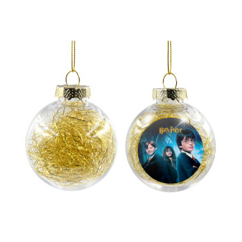 Harry potter and the philosopher's stone, Χριστουγεννιάτικη μπάλα δένδρου διάφανη με χρυσό γέμισμα 8cm