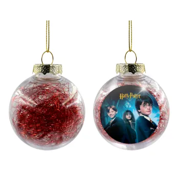 Harry potter and the philosopher's stone, Transparent Christmas tree ball ornament with red filling 8cm